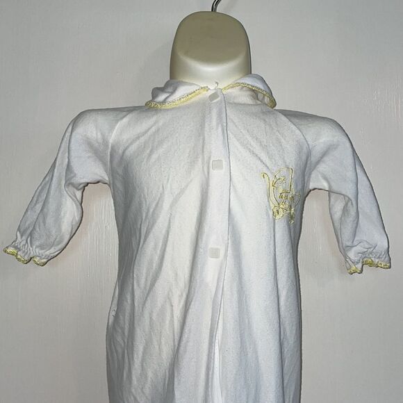 Vtg 60s/70s white/yellow coming home from hospital blanket gown with embroidery - Picture 2 of 10